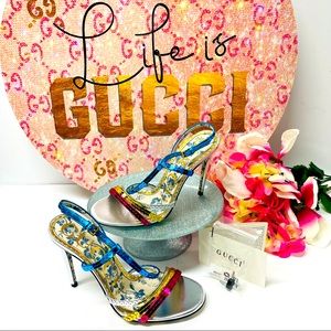 💎SALE NWOB GUCCI SEQUIN LEATHER SANDALS